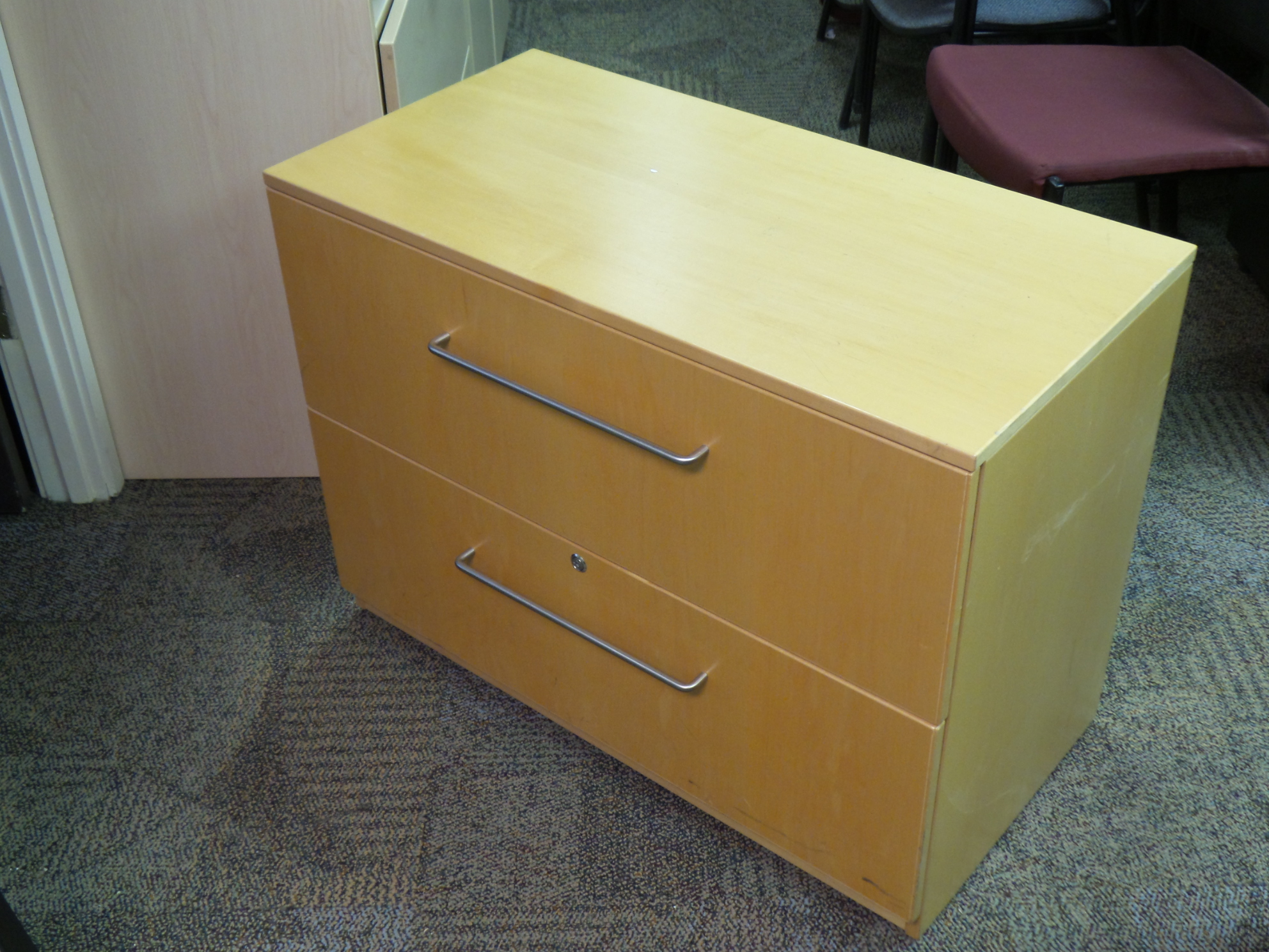 Blonde Wood 2 Drawer Lateral Filing Cabinet, Locking - Allsold.ca image